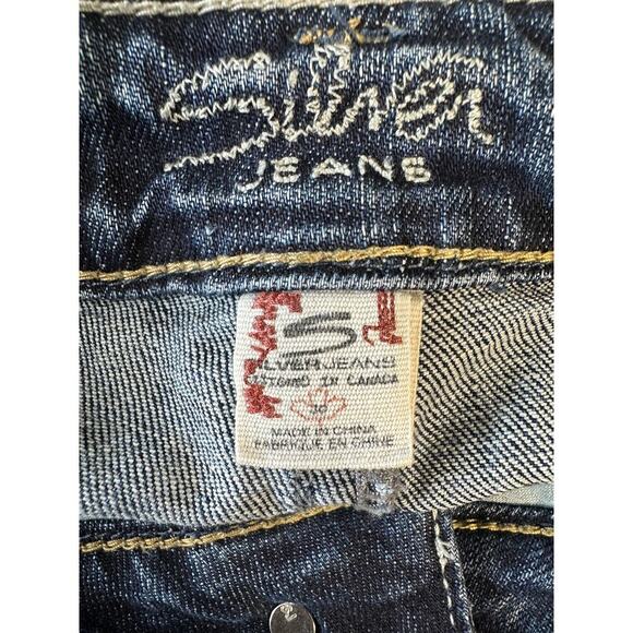 Silver Jeans Womens 30 Bootcut Flared Western Lola Faded Blue Dark Boho Hippie - Picture 10 of 15